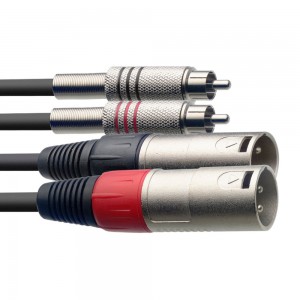 Stagg STC3CMXM 3M/10FT Twin Cable - RCA Male to XLR Male